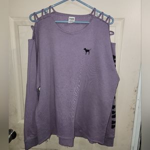 PINK Strappy cold shoulder sweatshirt